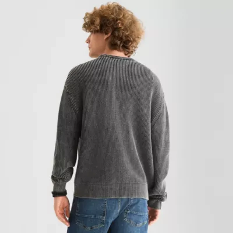 Arizona Mens Crew Neck Long Sleeve Pullover Sweater