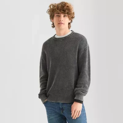 Arizona Mens Crew Neck Long Sleeve Pullover Sweater