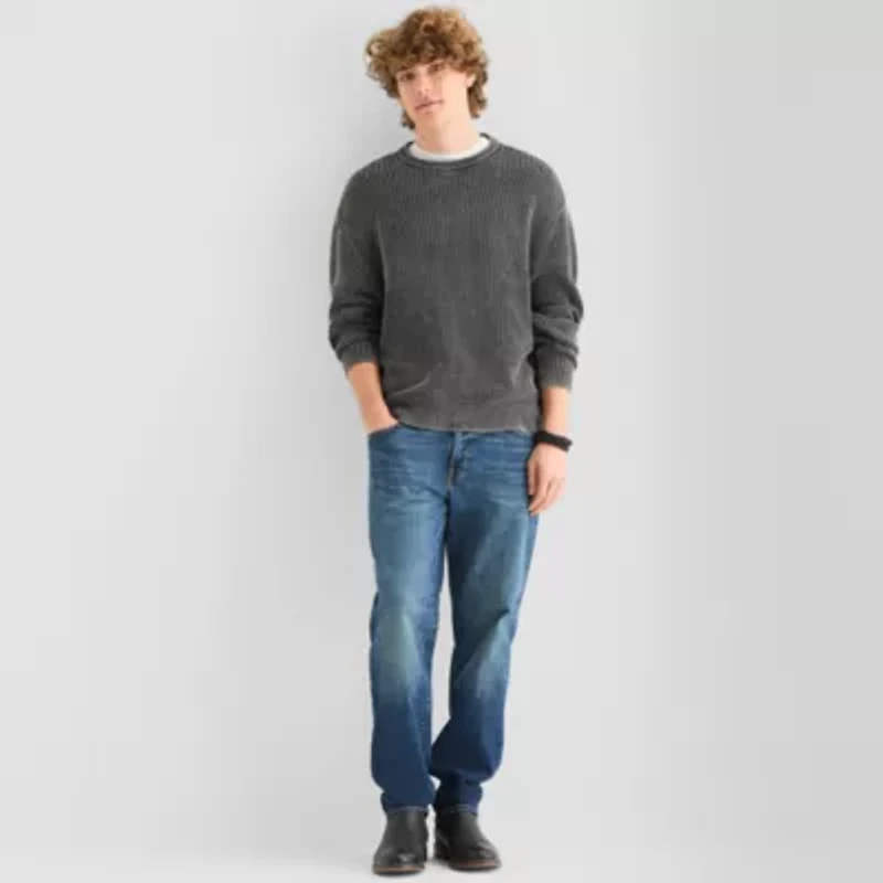 Arizona Mens Crew Neck Long Sleeve Pullover Sweater