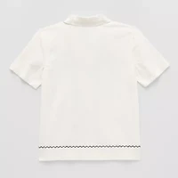 Hope & Wonder Boys Regular Fit Short Sleeve Embroidered Button-Down Shirt