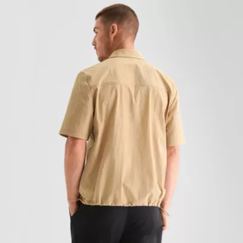 Stylus Mens Short Sleeve Drop Shoulder Regular Fit Button-Down Shirt