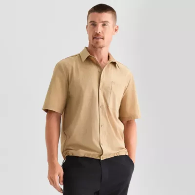 Stylus Mens Short Sleeve Drop Shoulder Regular Fit Button-Down Shirt