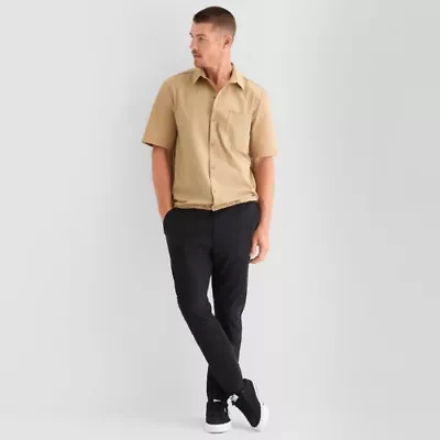Stylus Mens Short Sleeve Drop Shoulder Regular Fit Button-Down Shirt
