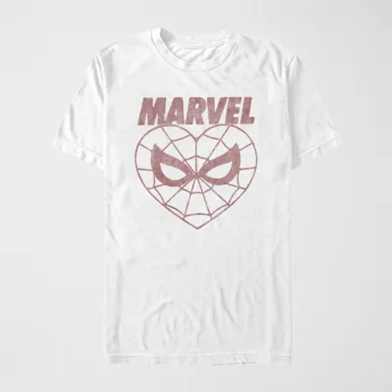 Spidey Heart Womens Juniors Crew Neck Short Sleeve Regular Fit Spiderman Graphic T-Shirt