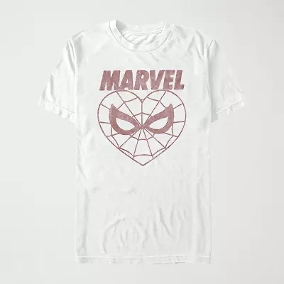 Spidey Heart Womens Juniors Crew Neck Short Sleeve Regular Fit Spiderman Graphic T-Shirt