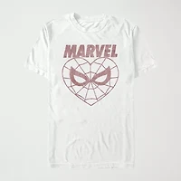 Spidey Heart Womens Juniors Crew Neck Short Sleeve Regular Fit Spiderman Graphic T-Shirt