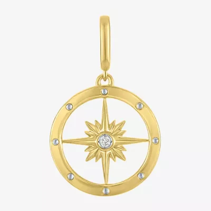 Charmed by Diamond Addiction Compass (G-H / Si2- I1) Womens Accent Lab Grown White 14K Gold Over Silver Pendant
