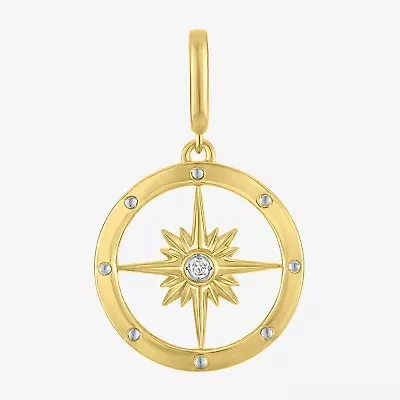 Charmed by Diamond Addiction Compass (G-H / Si2- I1) Womens Accent Lab Grown White 14K Gold Over Silver Pendant