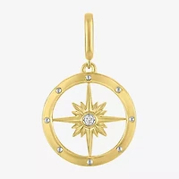 Charmed by Diamond Addiction Compass (G-H / Si2- I1) Womens Accent Lab Grown White 14K Gold Over Silver Pendant