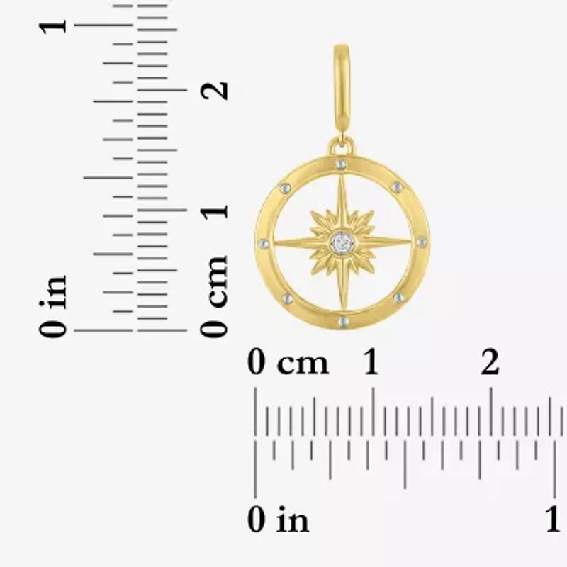 Charmed by Diamond Addiction Compass (G-H / Si2- I1) Womens Accent Lab Grown White 14K Gold Over Silver Pendant
