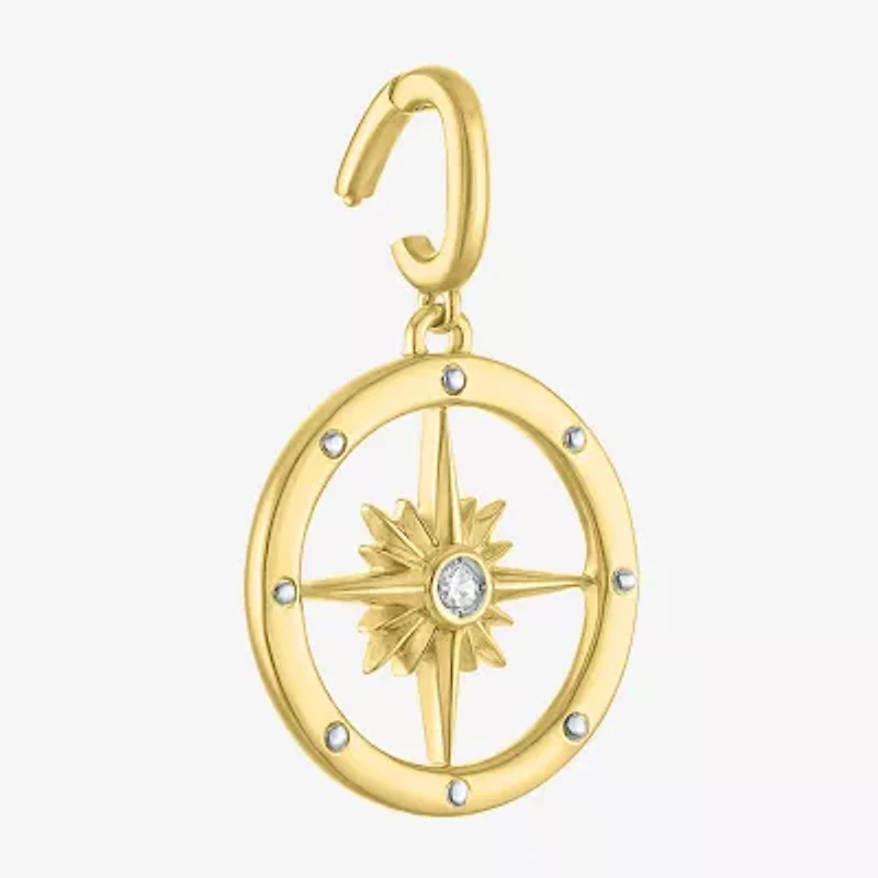 Charmed by Diamond Addiction Compass (G-H / Si2- I1) Womens Accent Lab Grown White 14K Gold Over Silver Pendant