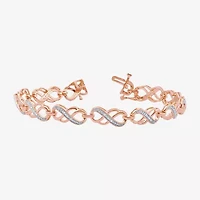 (F / Si1-Si2) Womens 1/10 CT. T.W. Lab Grown White Diamond 14K Gold Over Brass 7.5 Inch Tennis Bracelet