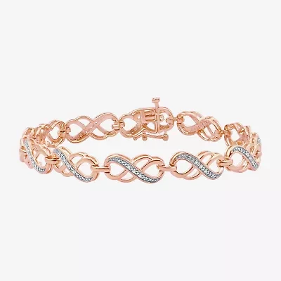 (F / Si1-Si2) Womens 1/10 CT. T.W. Lab Grown White Diamond 14K Gold Over Brass 7.5 Inch Tennis Bracelet