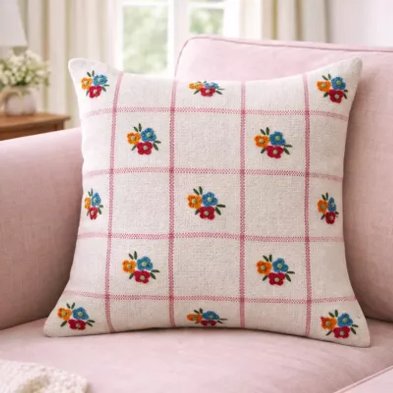 Vibhsa Daisy Floral Square Throw Pillow