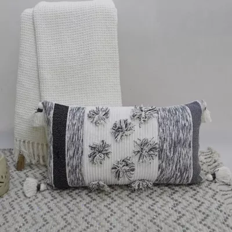 Vibhsa Melange Sreipes Rectangular Throw Pillow