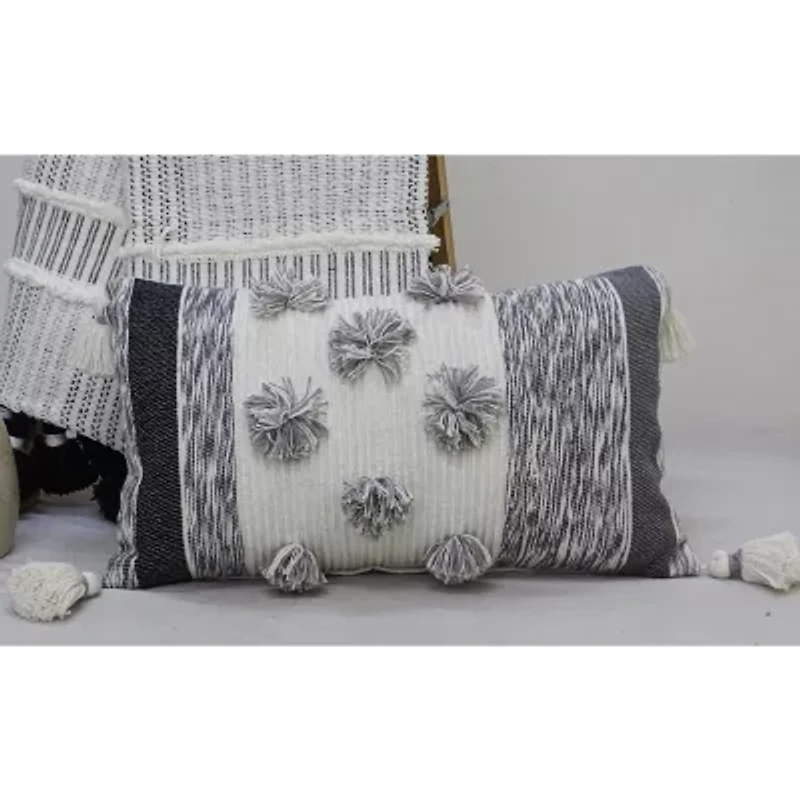Vibhsa Melange Sreipes Rectangular Throw Pillow
