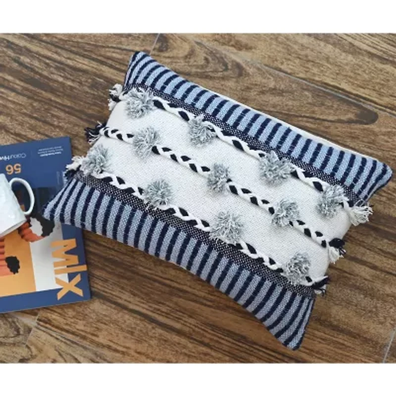 Vibhsa Braid Tassels Rectangular Throw Pillow