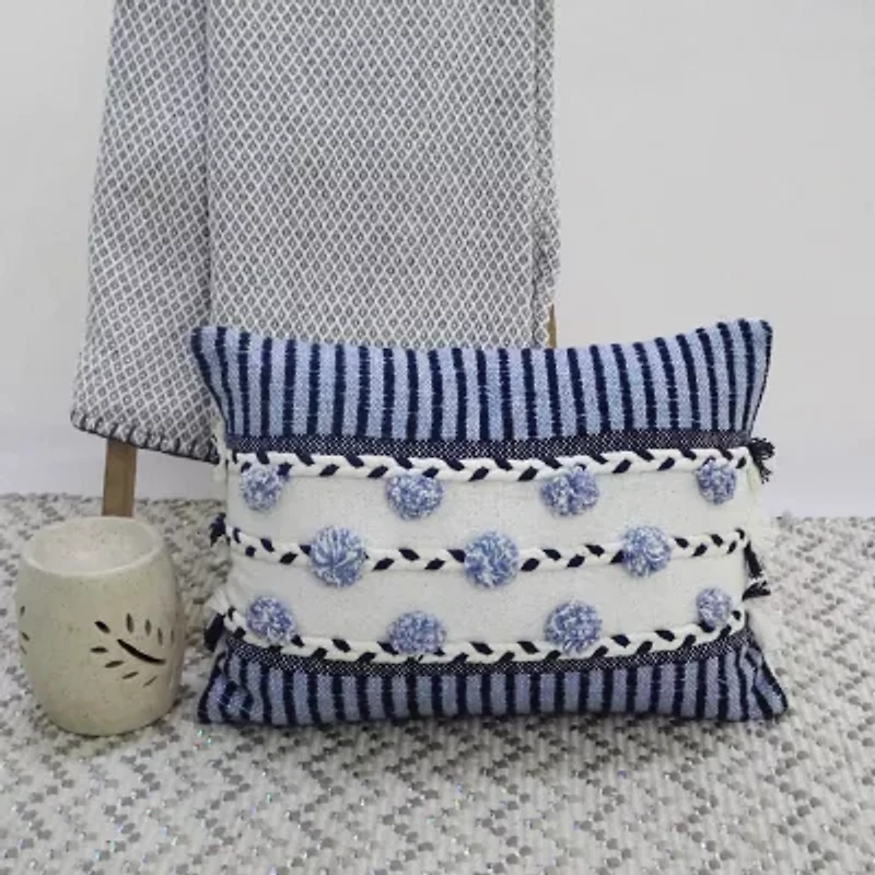Vibhsa Braid Tassels Rectangular Throw Pillow