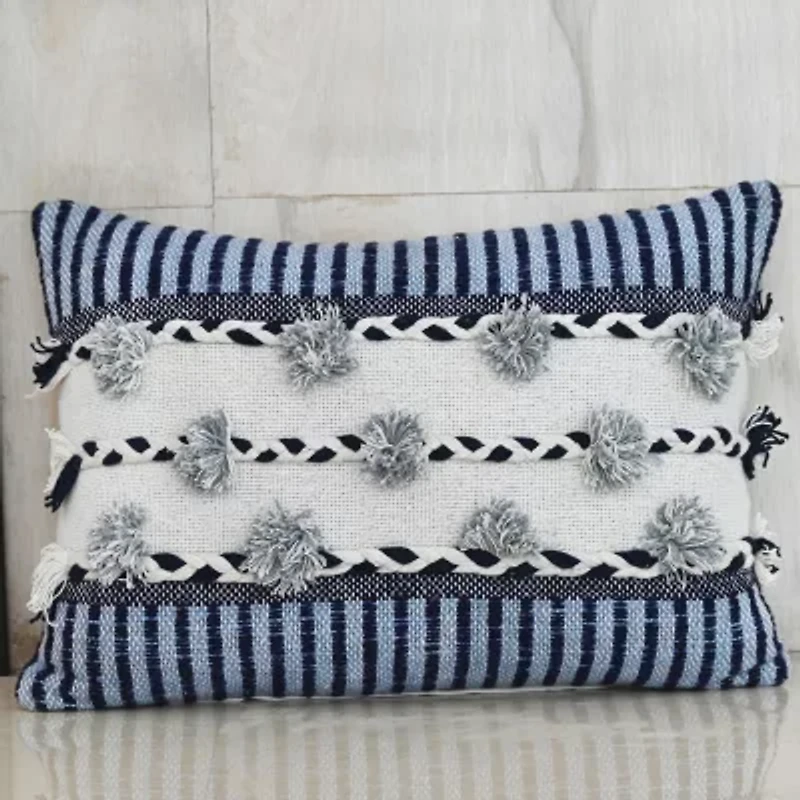 Vibhsa Braid Tassels Rectangular Throw Pillow