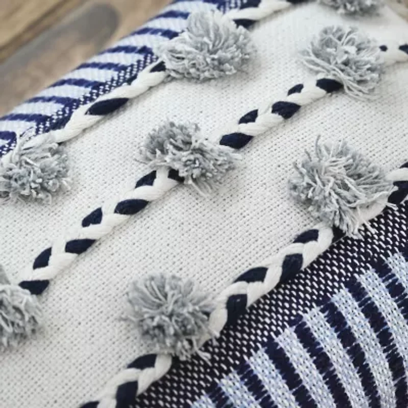 Vibhsa Braid Tassels Rectangular Throw Pillow
