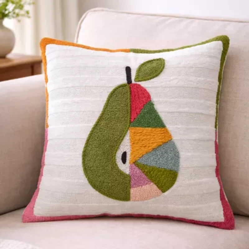 Vibhsa Dear Pear Stripe Square Throw Pillow