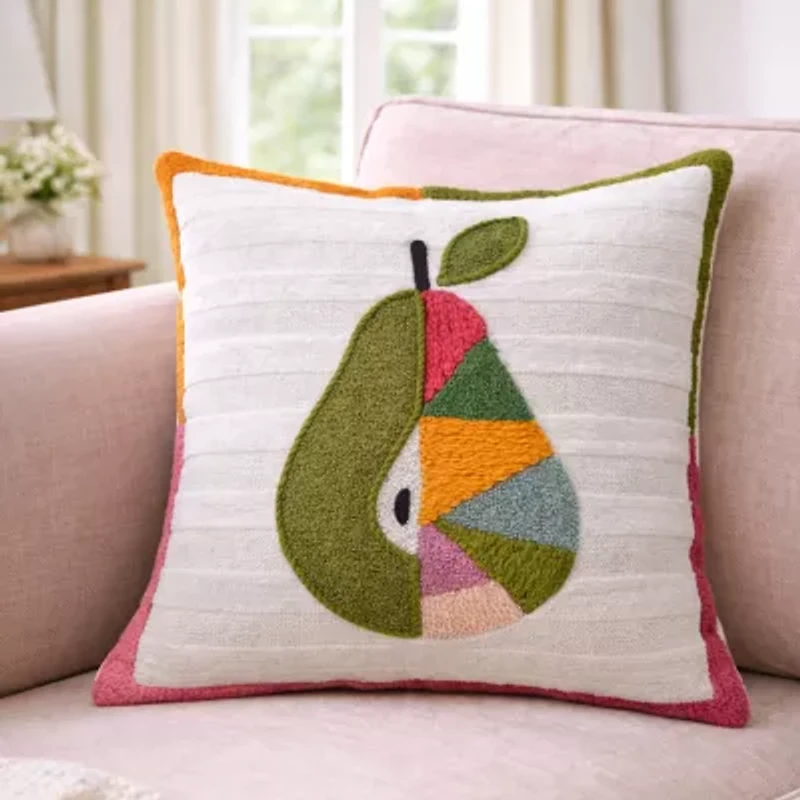 Vibhsa Dear Pear Stripe Square Throw Pillow