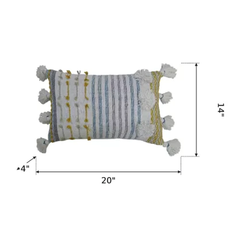 Vibhsa Large Poms Rectangular Throw Pillow
