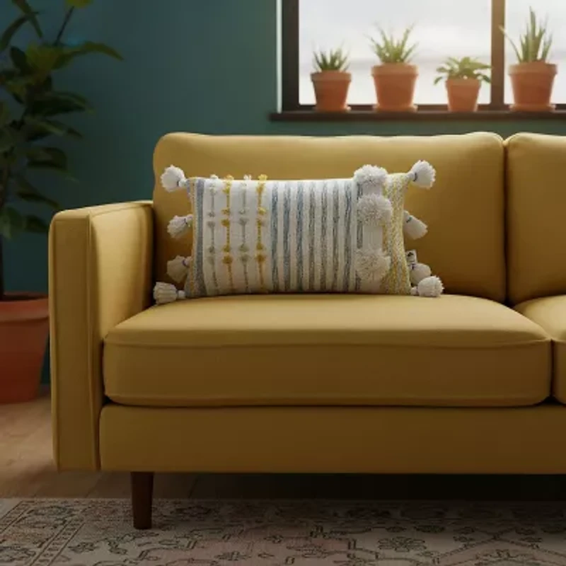 Vibhsa Large Poms Rectangular Throw Pillow