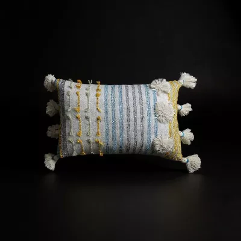 Vibhsa Large Poms Rectangular Throw Pillow