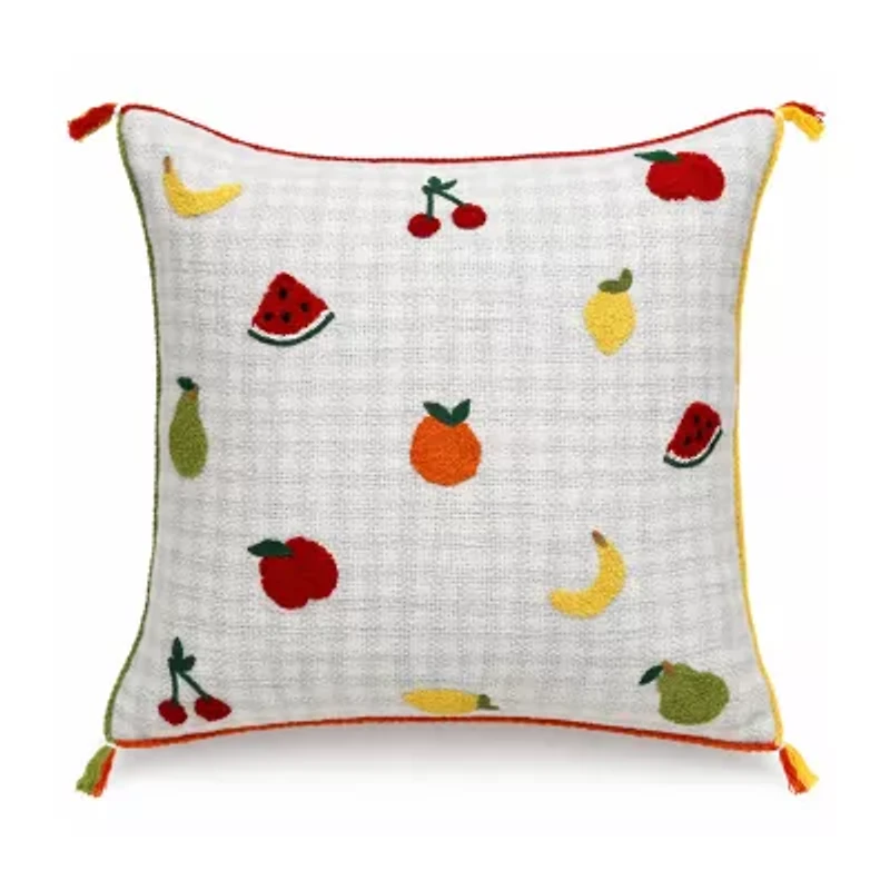 Vibhsa Tiny Fruits Square Throw Pillow