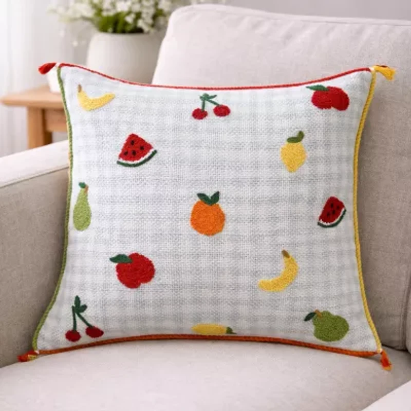Vibhsa Tiny Fruits Square Throw Pillow