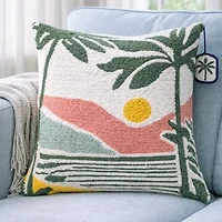 Vibhsa Sunset Beach Square Throw Pillow