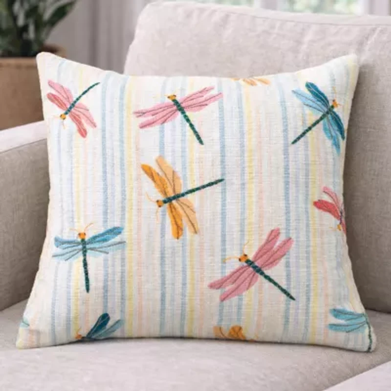 Vibhsa Dancing Dragonflies Square Throw Pillow