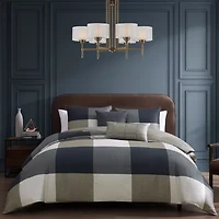 Bebejan Checkered Navy Tan 5-pc. Midweight Reversible Comforter Set
