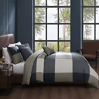 Bebejan Checkered Navy Tan 5-pc. Midweight Reversible Comforter Set