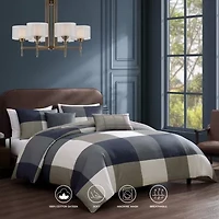 Bebejan Checkered Navy Tan 5-pc. Midweight Reversible Comforter Set