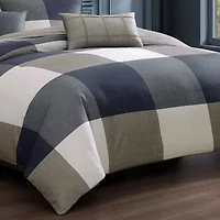 Bebejan Checkered Navy Tan 5-pc. Midweight Reversible Comforter Set