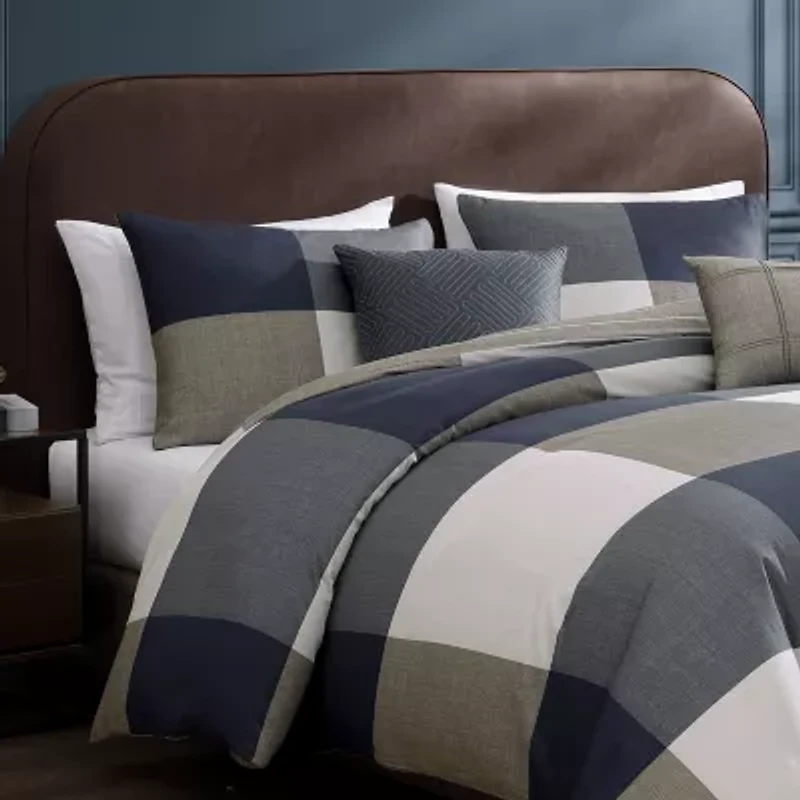 Bebejan Checkered Navy Tan 5-pc. Midweight Reversible Comforter Set