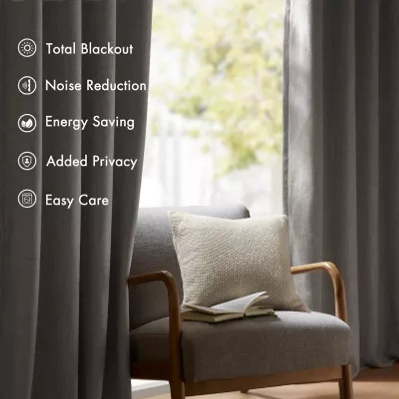 Madison Park Mira Grommet Top 100% Blackout Set of 2 Curtain Panel