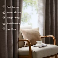 Madison Park Luna Grommet Top 100% Blackout Set of 2 Curtain Panel