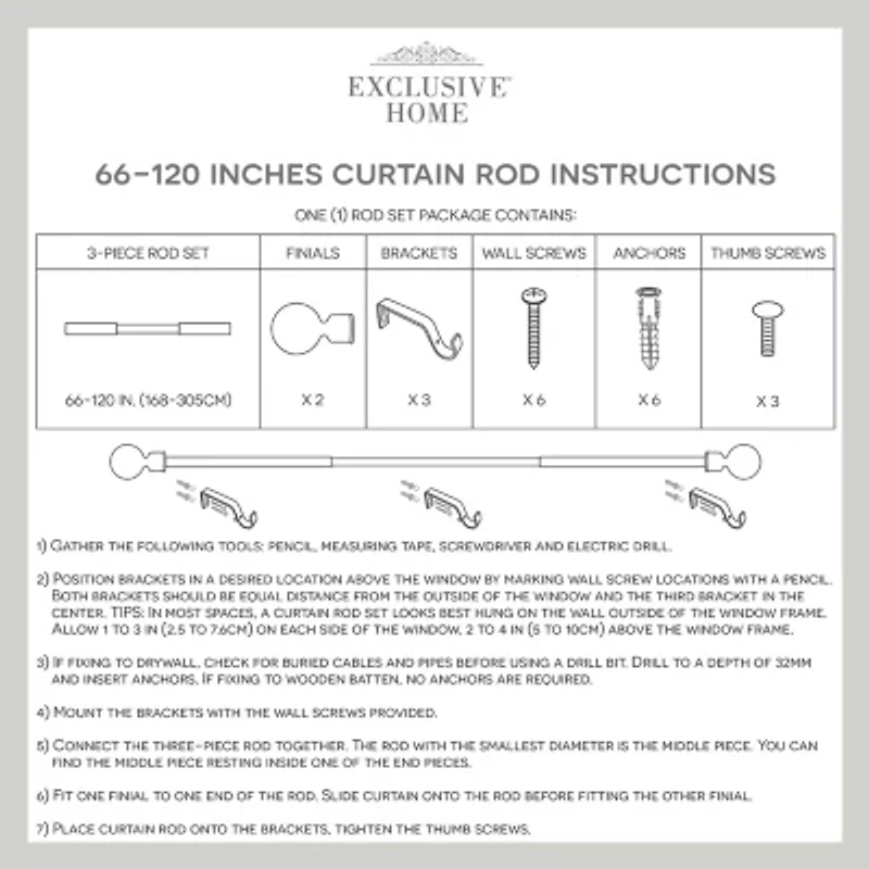 Exclusive Home Curtains Duke 1 Adjustable Curtain Rod