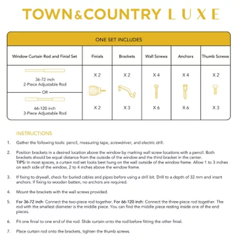 Town And Country Marbled Flute 1 Adjustable Curtain Rod