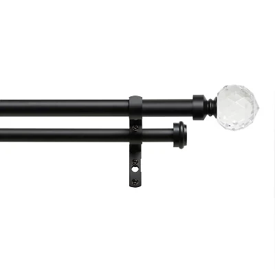Exclusive Home Curtains Crystal Ball/Topper Double Curtain Rod
