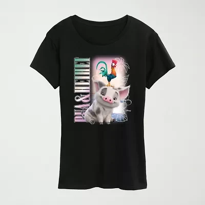 Womens Crew Neck Short Sleeve Regular Fit Moana Graphic T-Shirt