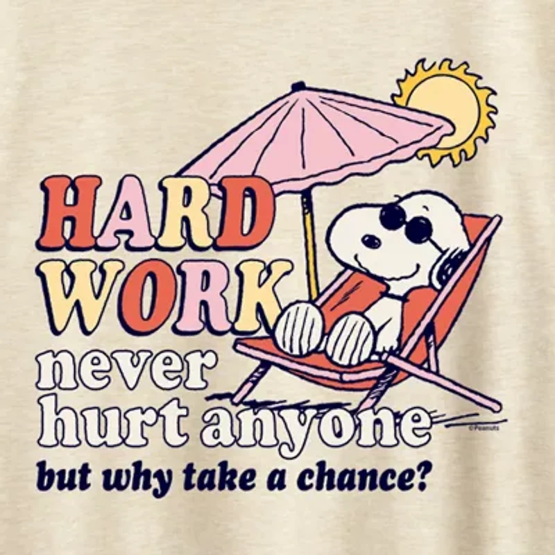 Womens Crew Neck Short Sleeve Regular Fit Peanuts Snoopy Graphic T-Shirt