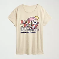 Womens Crew Neck Short Sleeve Regular Fit Peanuts Snoopy Graphic T-Shirt