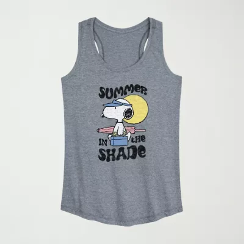 Womens Scoop Neck Sleeveless Peanuts Snoopy Tank Top
