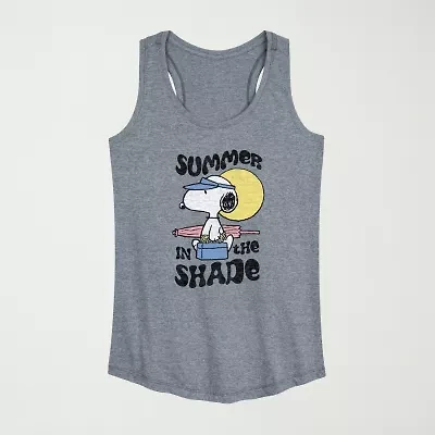 Womens Scoop Neck Sleeveless Peanuts Snoopy Tank Top