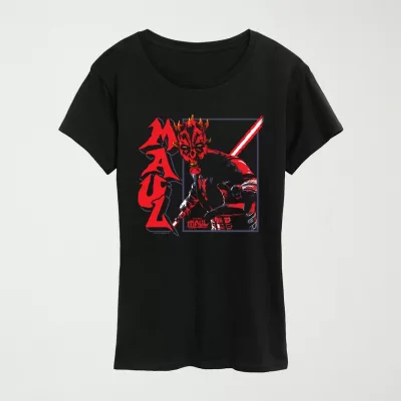 Womens Crew Neck Short Sleeve Regular Fit Star Wars Graphic T-Shirt