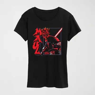 Womens Crew Neck Short Sleeve Regular Fit Star Wars Graphic T-Shirt
